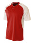 A4 2-Button Henley w/ Contrast Stretch Mesh (N3315), Color 'Scarlet/White'
